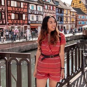 orange chevron striped romper